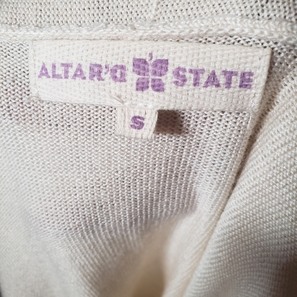 Altar"d State Ivory Aztec Print Long Sleeve Cardigan Sweater with Fringes Sz S - Picture 8 of 9